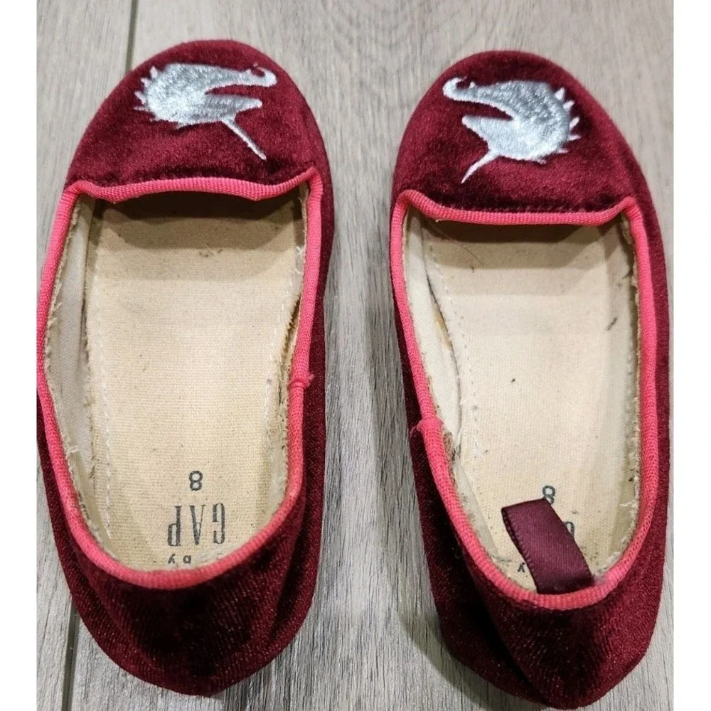 Gap Kids Red Velvet Unicorn Flats Slip On‎ Girls Shoes Size 8